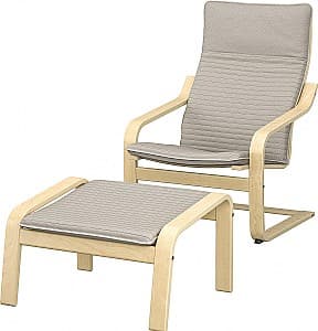 Кресло IKEA Poang/Knisa Березовый Шпон/Светло Бежевый