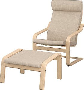 Кресло IKEA Poang/Hillared Дубовый Шпон Беленый/Бежевый