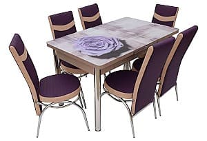 Set de masa si scaune VLM Kelebek II 0004 (6 scaune Merchan Purple/Cream)