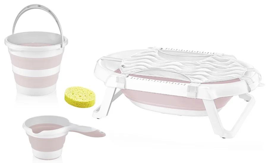 Cada pentru bebelusi BABYJEM Roz cu cadita pliabila