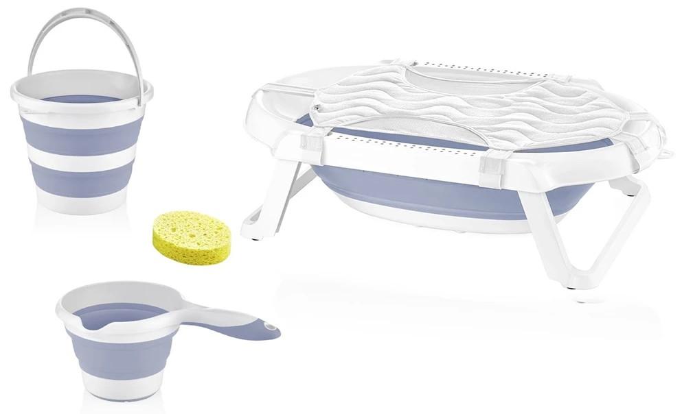 Cada pentru bebelusi BABYJEM Albastru cu cadita pliabila