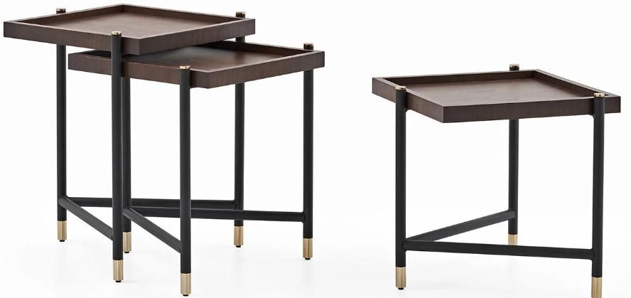 Журнальный столик Dogtas MATILDA (набор из 3 шт) Орех (Коричневый)/Черный