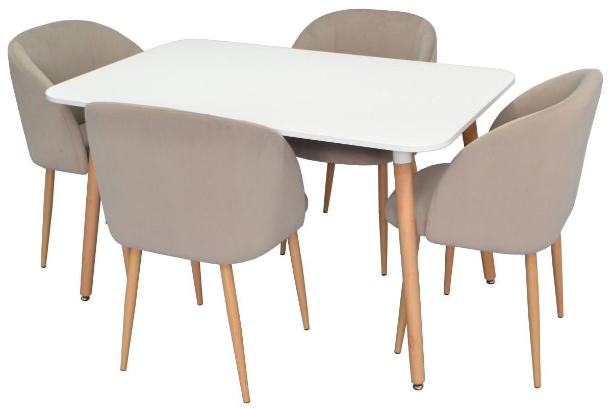 Set de masa si scaune Evelin DT 405-1 + 4 scaune LC-618 WO/Light Beige 8