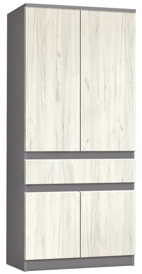 Dulap Modern Komfi 80cm Gri Ardezie/Alb Stejar Craft