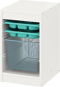 Etajera IKEA Trofast 2 organizatori/cos 34x44x56 Alb/Turcoaz/Gri-Albastru