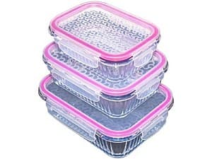 Set de recipiente alimentare BORART 3 boxe riflate cu capac