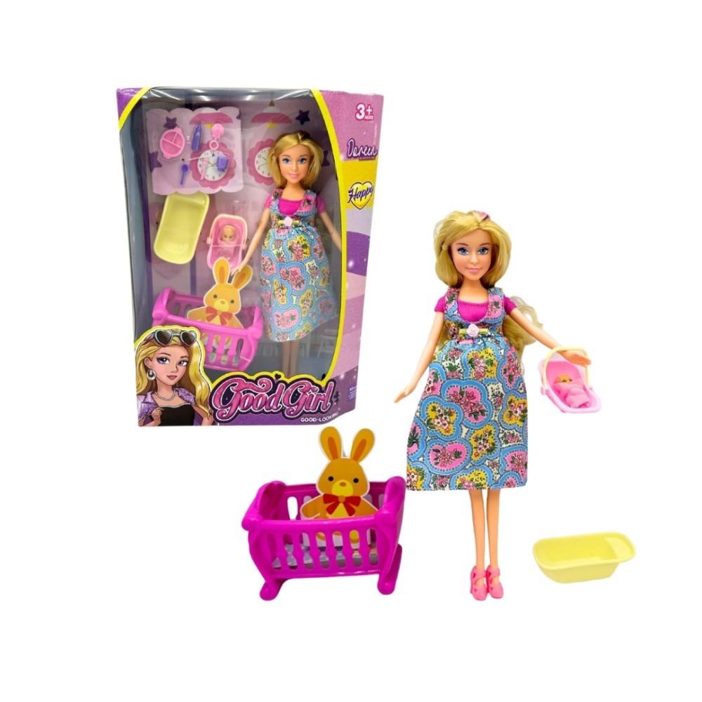 Papusa Sasa Girls insarcinata, cu accesorii si bebe (66831)