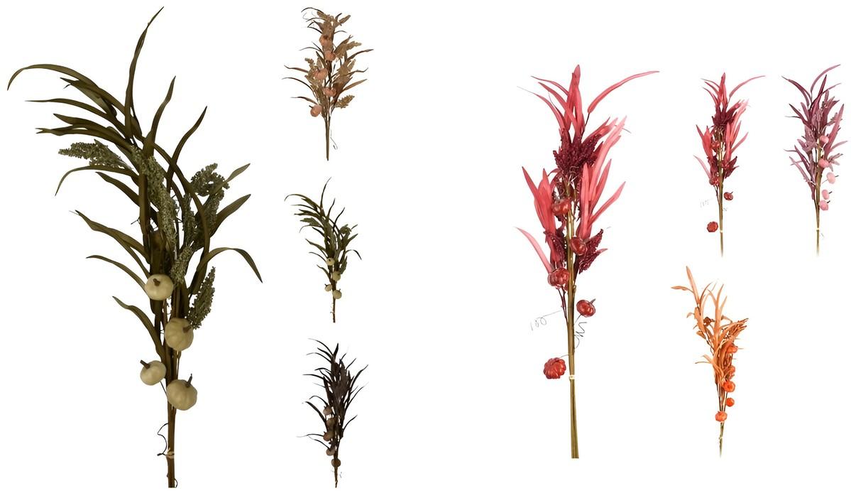 Искусственные цветы H&S Ветка с листьями, соцветиями и плодами 85cm