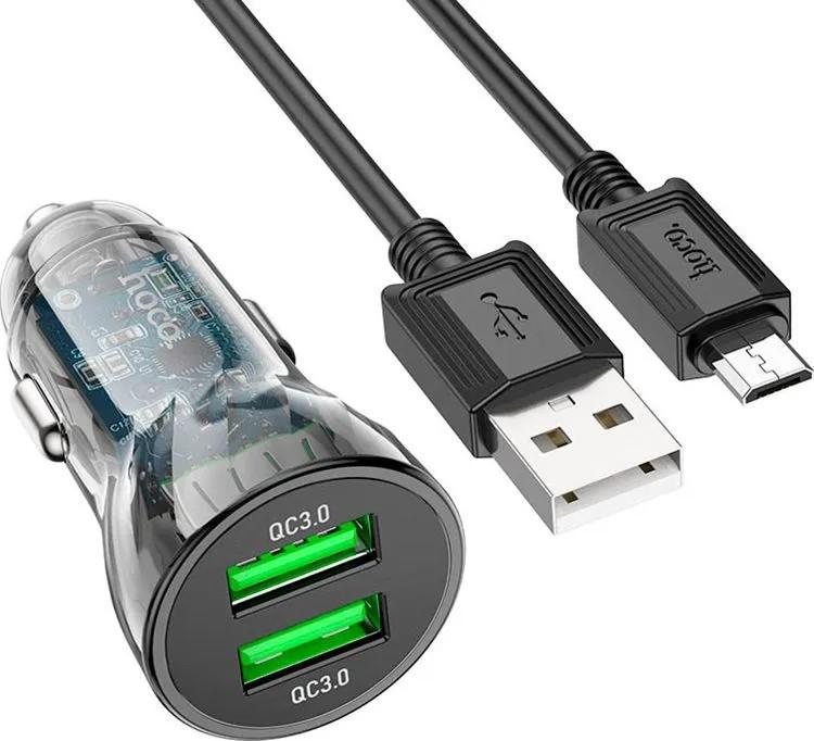 Incarcator auto HOCO Z47 Transparent + USB Micro