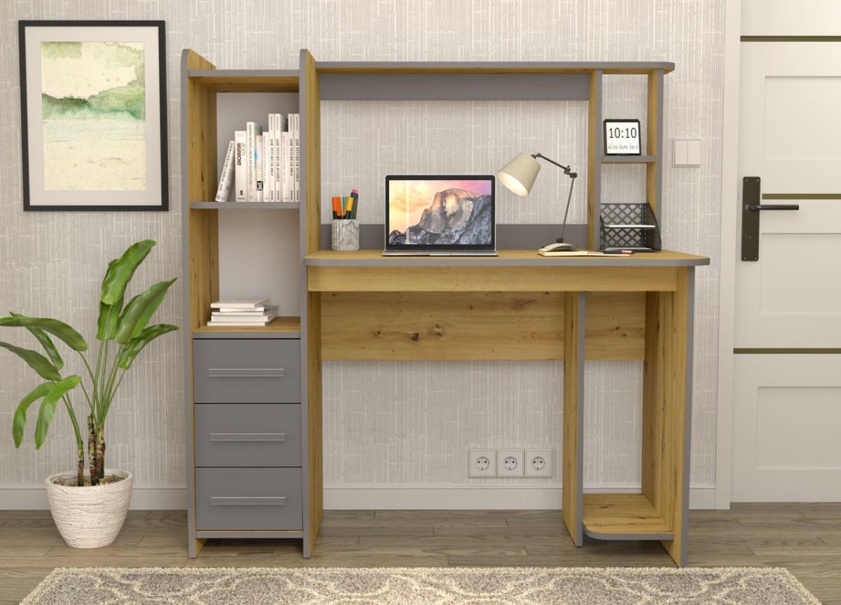 Masa de birou Yasen Sinus Stejar Artizan / Grafit Gri