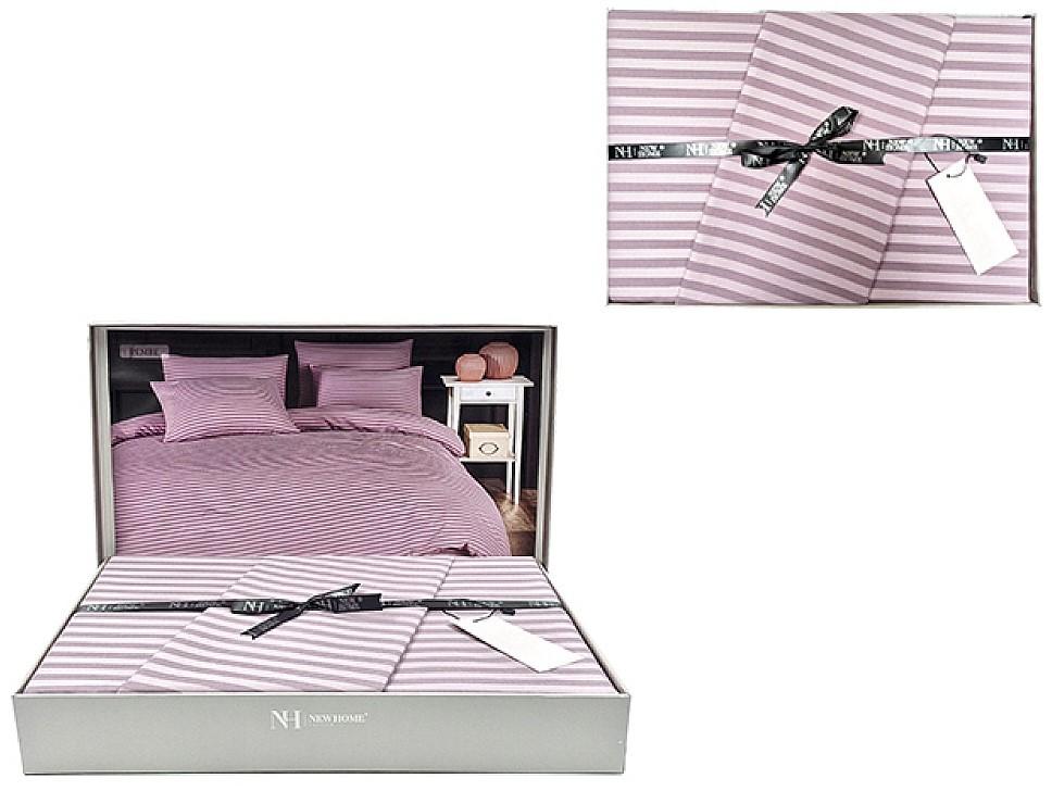 Комплект постельного белья Newhome Euro 2 NH Stripe Satin pink