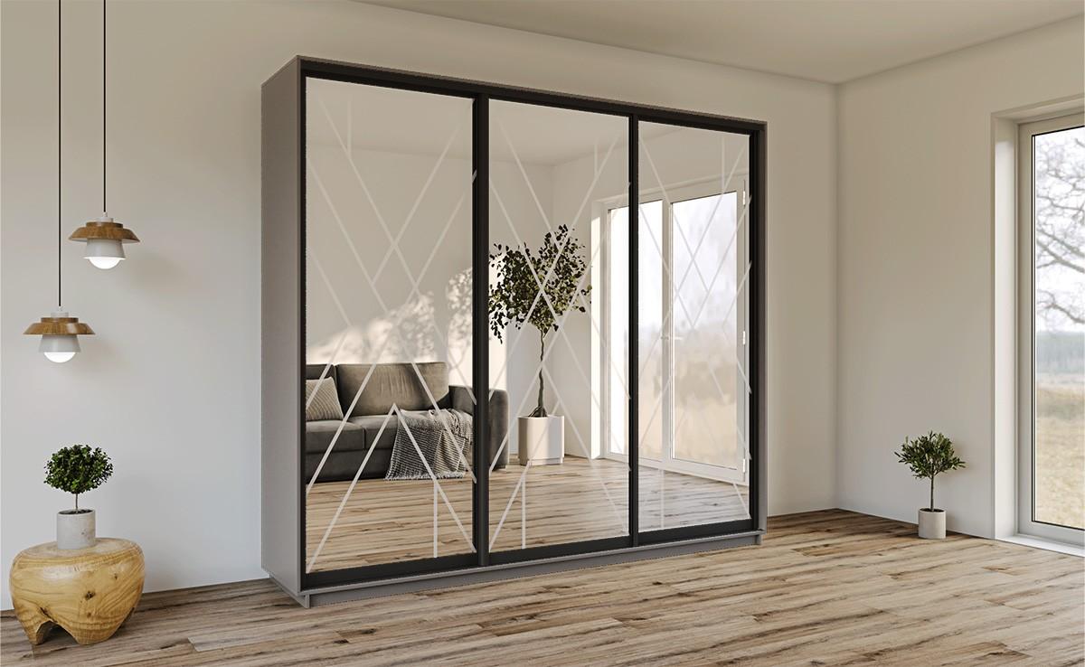 Dulap-cupe Confort-NV 220x45 cm (3 sablare / argint) Gri Grafit