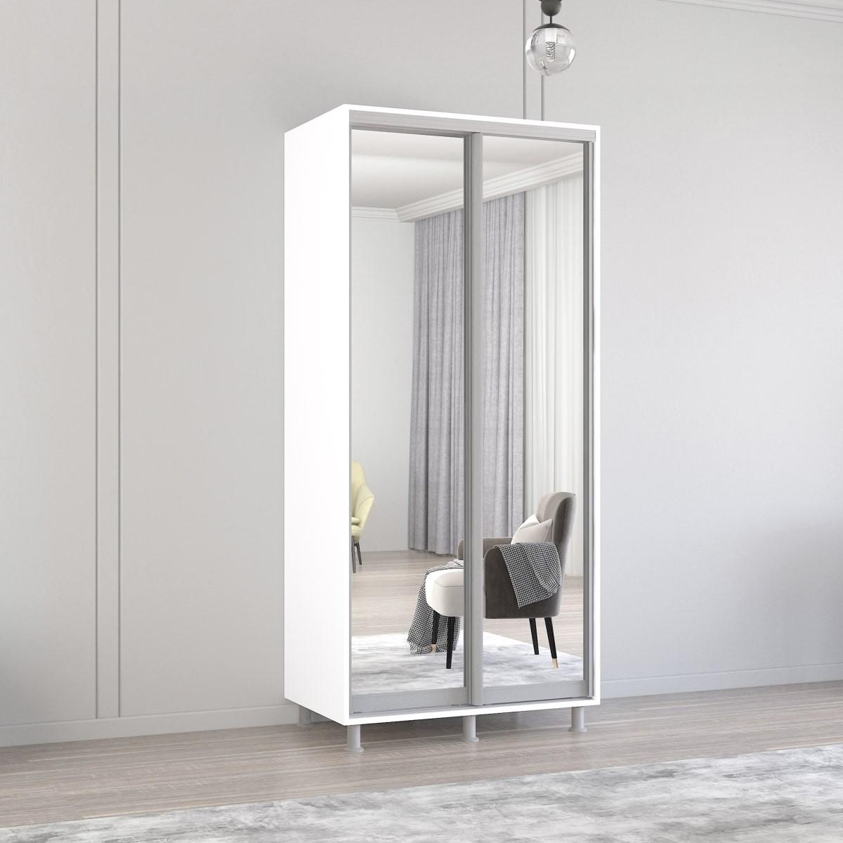 Dulap-cupe Mobildor Lux Aron 100 (2 oglinzi) Alb