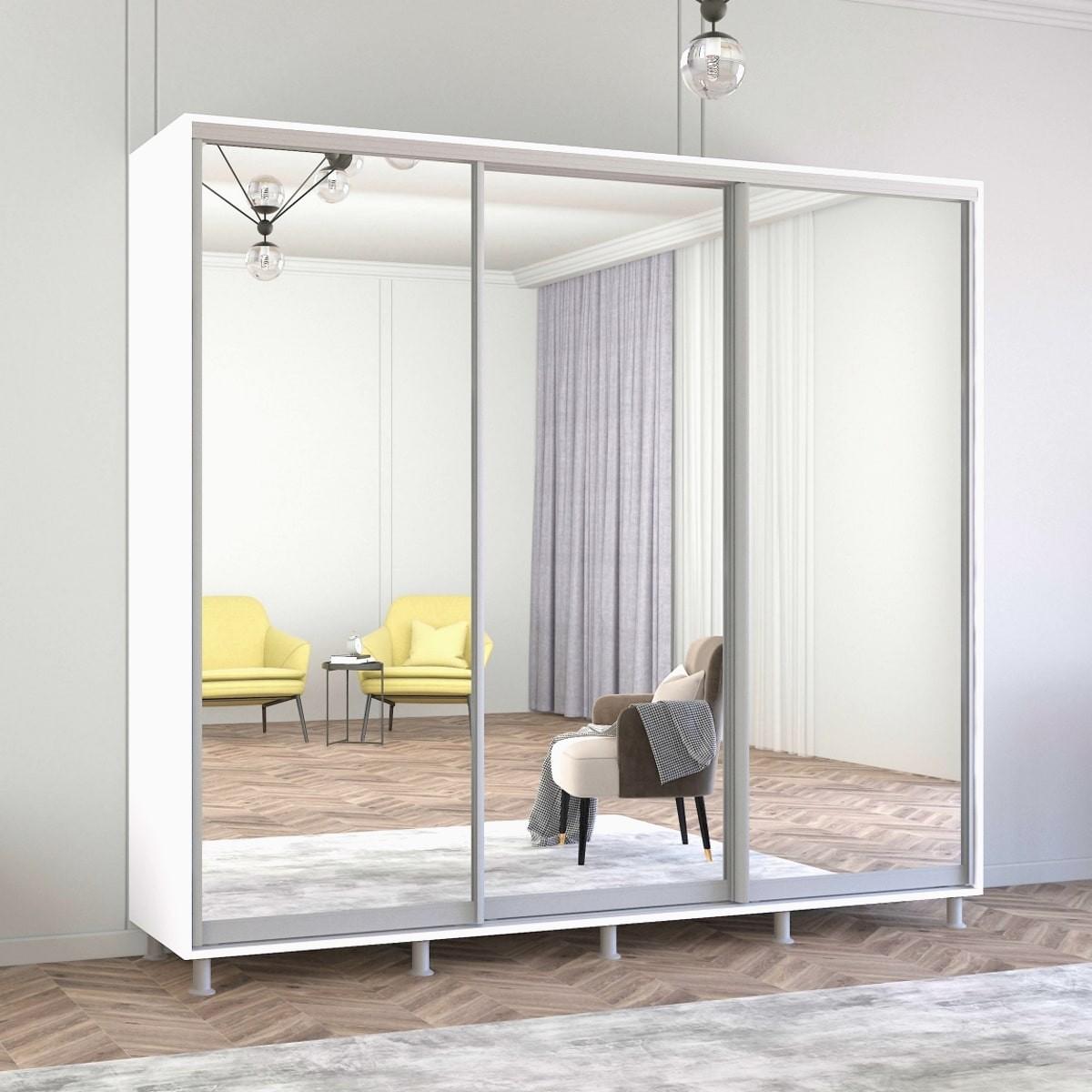 Dulap-cupe Mobildor Lux Aron 240 (3 oglinzi) Alb