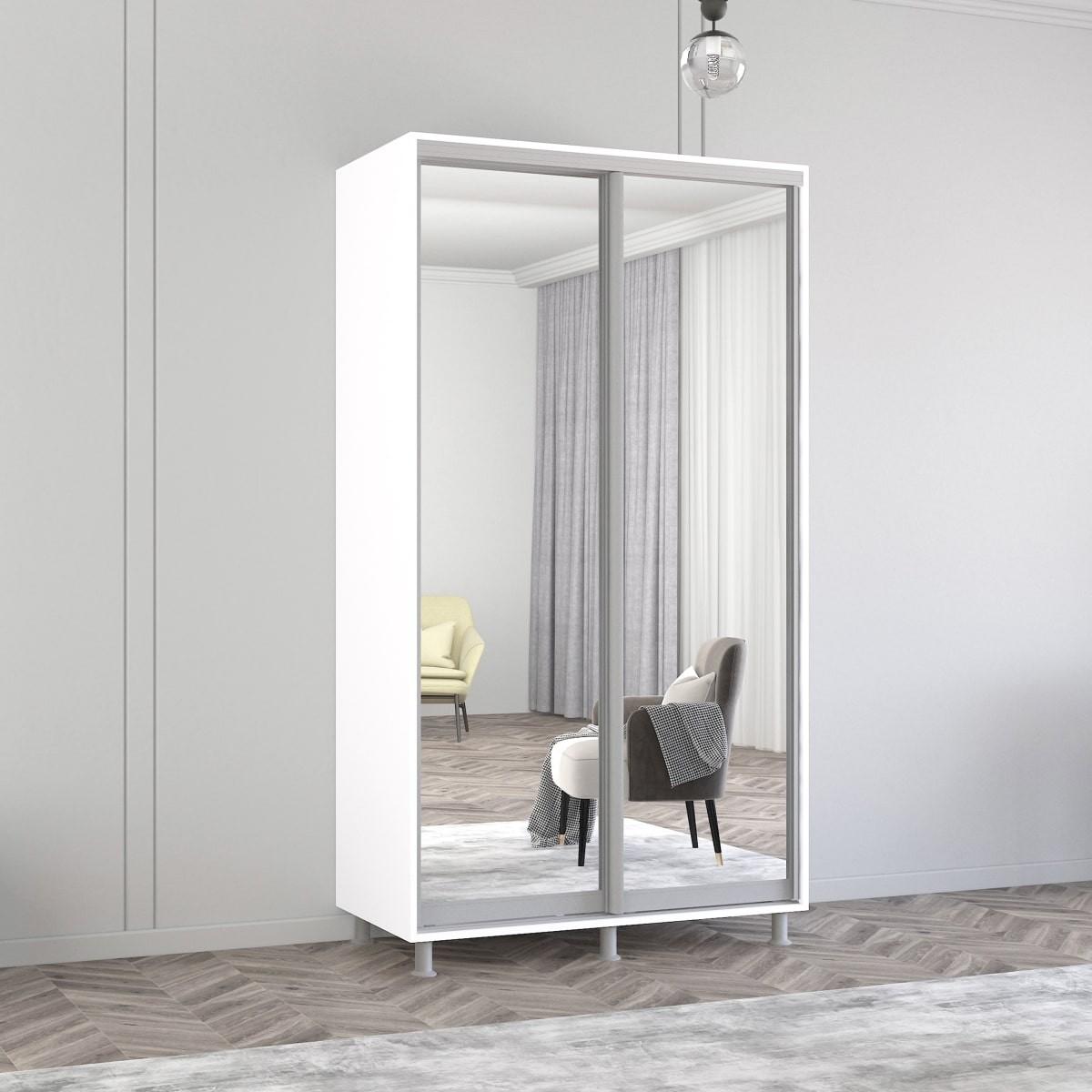 Dulap-cupe Mobildor Lux Aron-S 110 (2 oglinzi) Alb