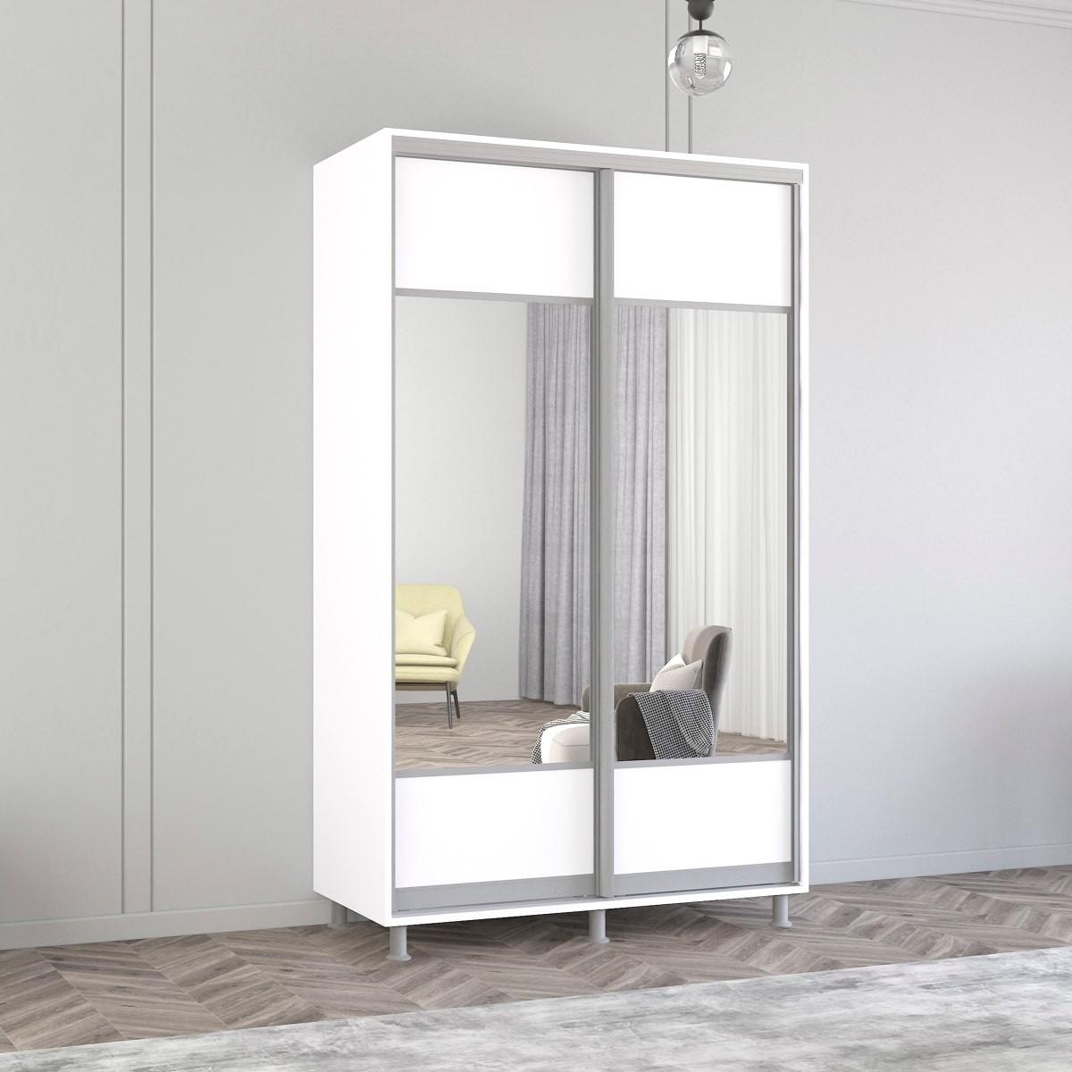 Dulap-cupe Mobildor Lux Aron 140 (2 oglinzi K1-orizontal) Alb