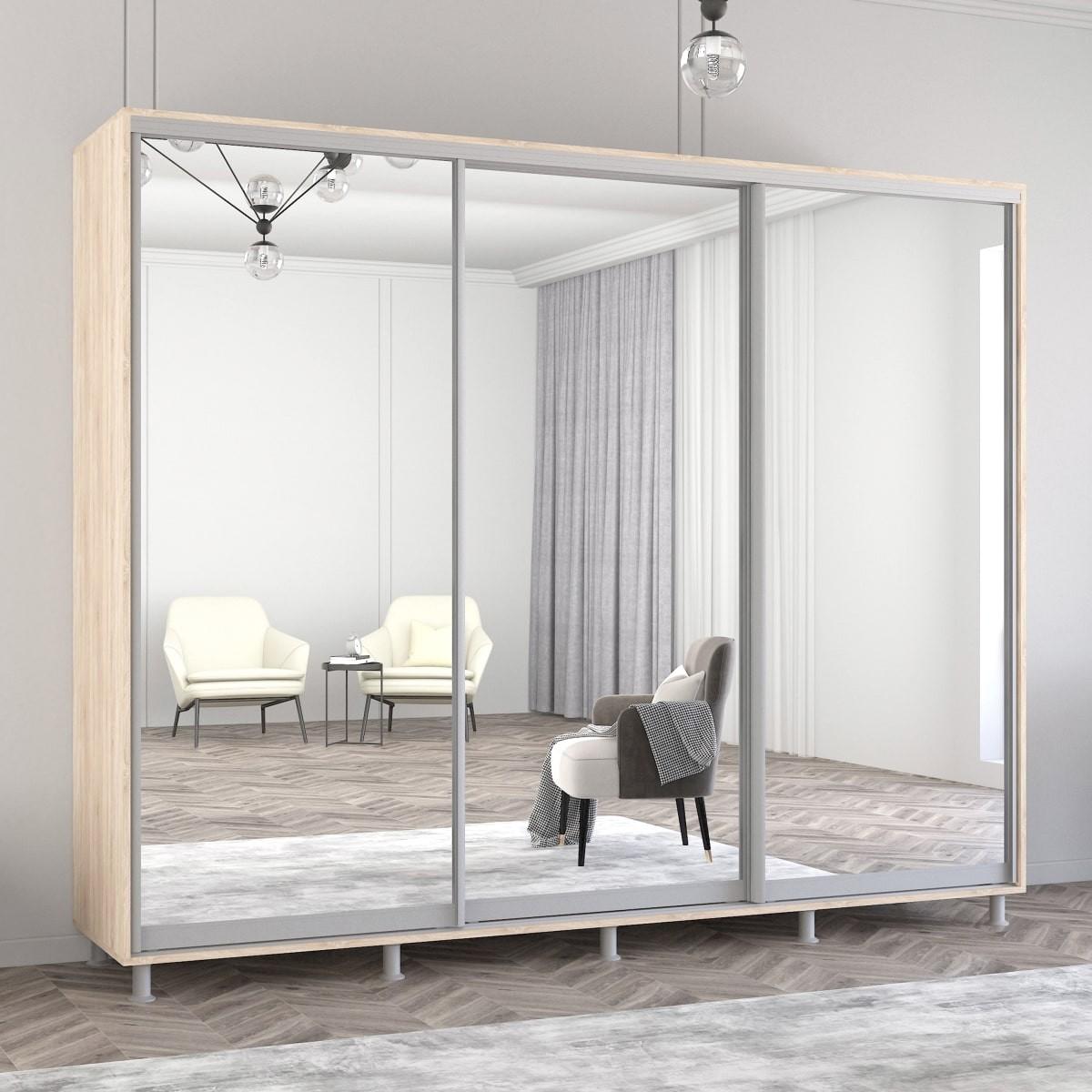 Dulap-cupe Mobildor Lux Aron 270 (3 oglinzi) Stejar Sonoma