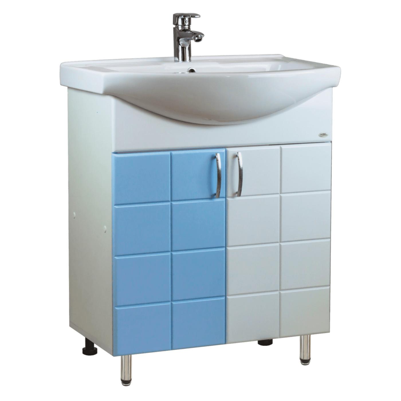 Dulap sub lavoar S-M Domino 65 Alb-albastru
