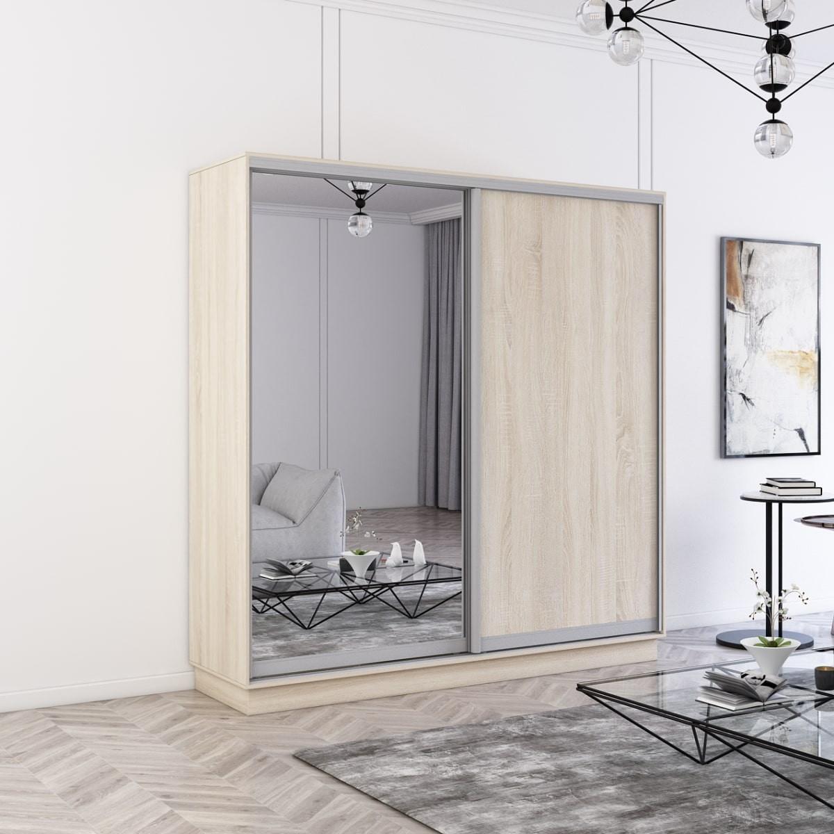 Dulap-cupe Mobildor Lux Fox 200 (1 oglinda, 1 PAL) Stejar Sonoma