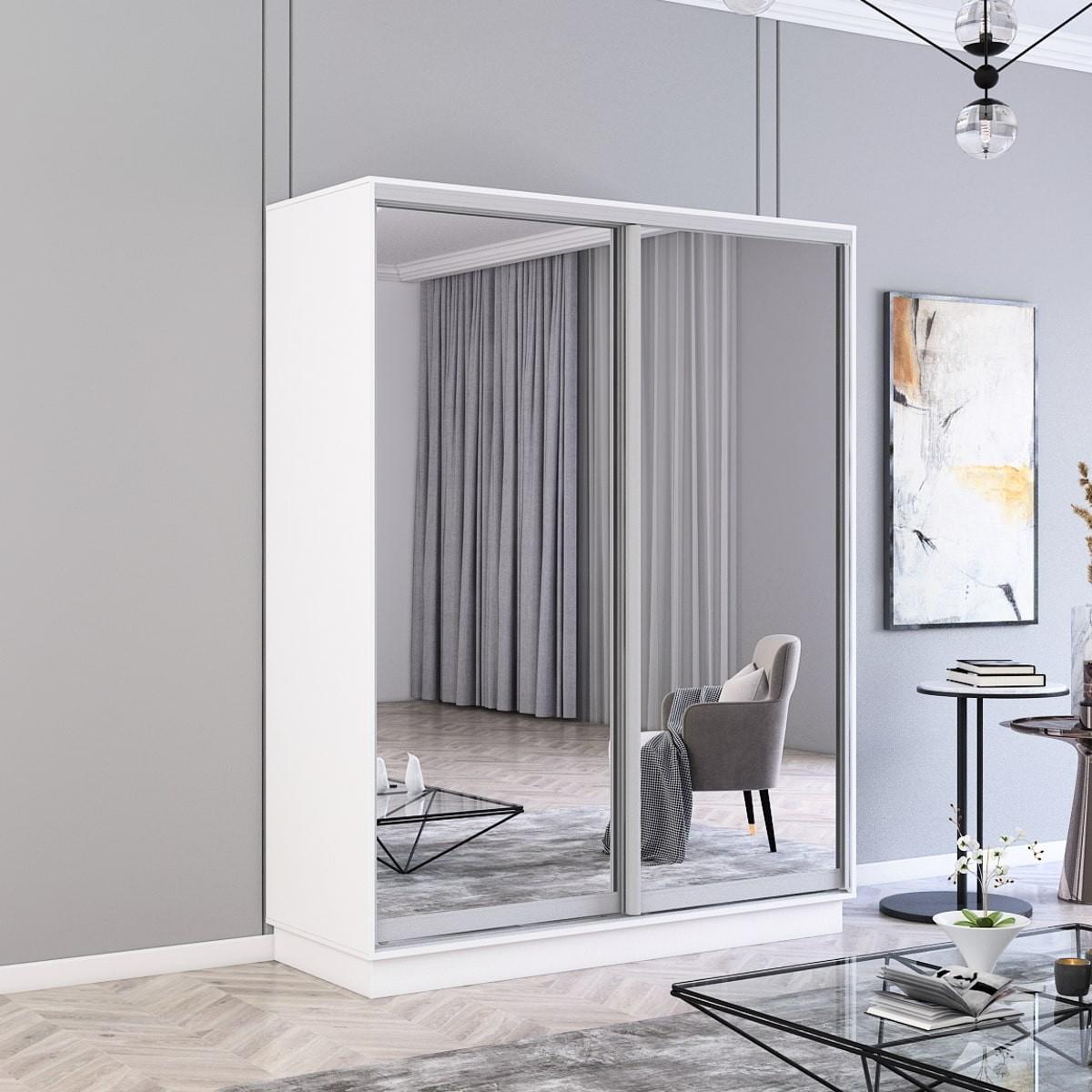 Dulap-cupe Mobildor Lux Fox 150 (2 oglinzi) Alb