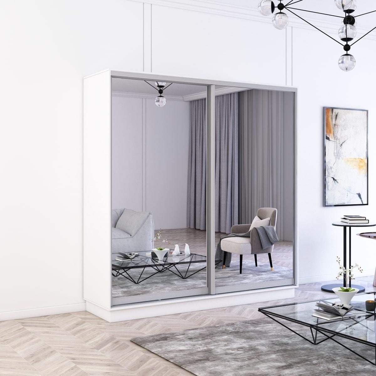 Dulap-cupe Mobildor Lux Fox 190 (2 oglinzi) Alb