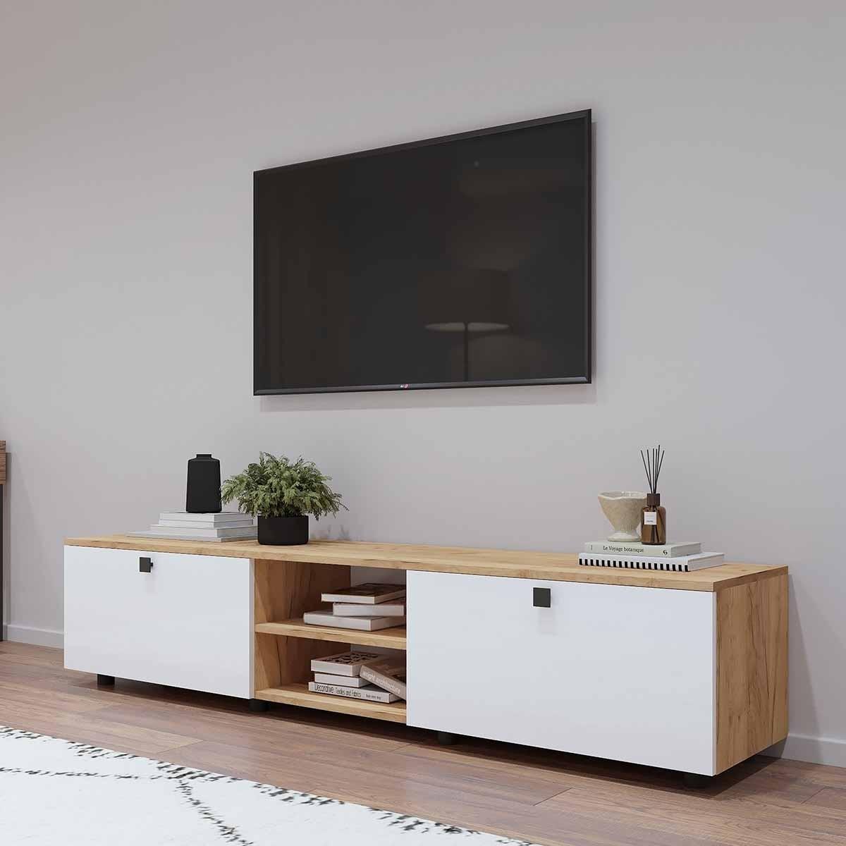 Тумба под телевизор Mobildor Lux ZEN 2.0м Сонома/Белый