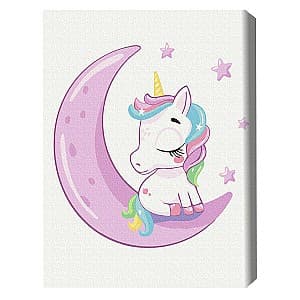 Tablou pe numere BrushMe Unicorn pe lună 30*40 сm (fără cutie) KBS7119FC