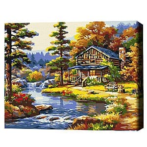 Tablou pe numere BrushMe Casă de lângă lac BS51963