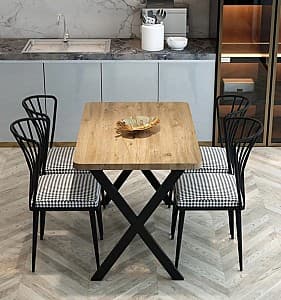 Set de masa si scaune Prestige X Leg 70x110cm 1+4 Pin (Maro)/Negru/Alb