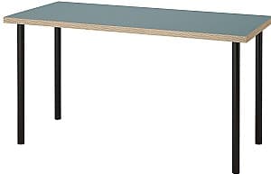 Офисный стол IKEA Лагкаптен/Адилс 140x60 Серо-Бирюзовый/Черный