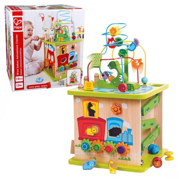 Jucarie interactiva Hape Cub Montessori din lemn Aventuri în Safari E8341
