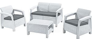 Set mobila de gradina Heniver Novara 2+1+1+T Alb