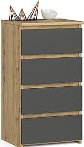 Comoda Akord CL4 40 4SZ Stejar Artisanal (Maro)/Gri Grafit