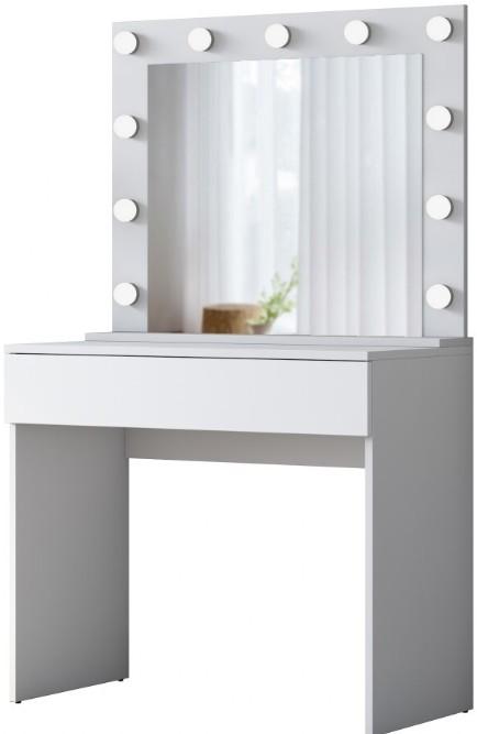 Туалетный столик (трюмо) Mirage Meble BJ120 зеркало/лампочки Белый