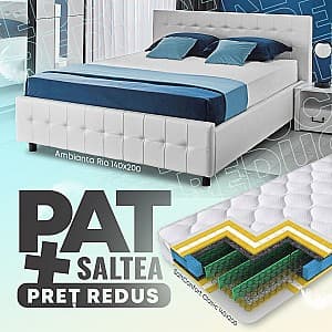 Pat Ambianta Rio 1.4 m Alb + Saltea Salt Confort Clasic 140x200