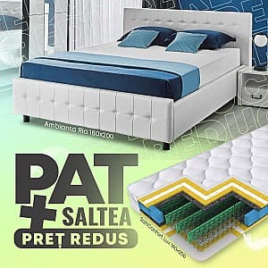 Pat Ambianta Rio 1.8 m Alb + Saltea Salt Confort Lux 180x200