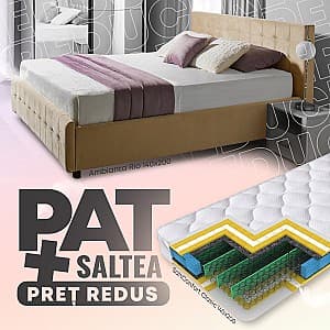 Pat Ambianta Rio 1.4 m Cremona + Saltea Salt Confort Clasic 140x200