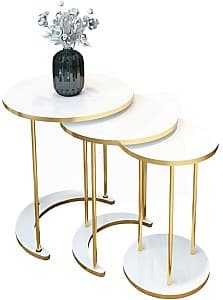 Журнальный столик Prestige WH 50/40/30 3pcs White/Gold