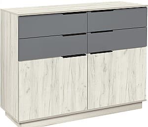 Comoda Modern Visit 120 Stejar Craft Alb/Gri Ardezie