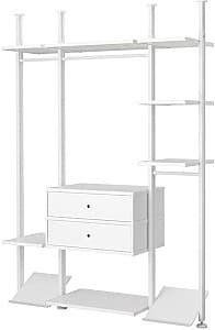 Etajera IKEA Elvarli 3 sectiuni/2 sertare 178x51x222-350 Alb