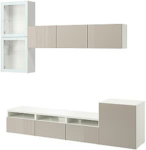 Living IKEA Besta deschidere apasare Alb/Selsviken Lucios/Bej