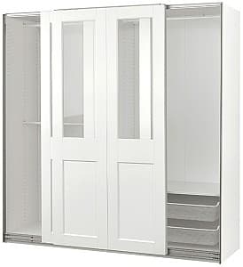 Шкаф-купе IKEA Pax/Grimo полки/штанги/корзины/прозрачное стекло Белый