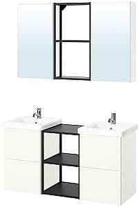 Set de mobila de baie IKEA Enhet/Tvallen/Pilkan cu sertare/oglinda Antracit (Gri)/Alb