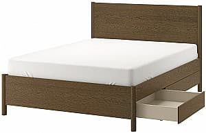 Pat IKEA Tonstad/Luroy cu 4 sertare Furnir Stejar Vopsit Maro