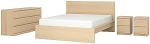 Set dormitor IKEA Malm 4 piese Stejar Alb (Bej)