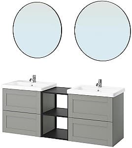 Set de mobila de baie IKEA Enhet/Tvallen/Pilkan cu sertare/oglinda/cadru Antracit (Gri)/Gri