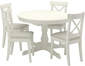Набор стол и стулья IKEA Ingatorp/Ingolf//Hallarp 1+4 Белый/Бежевый