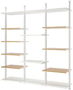 Стеллаж IKEA Elvarli 3 секции Белый/Натуральный (Коричневый)