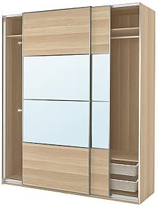Шкаф-купе IKEA Pax/Mehamn/Auli полки/штанги/корзины/зеркало Имитация Состаренного Дуба