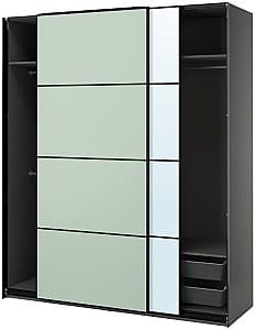 Dulap-cupe IKEA Pax/Mehamn/Auli rafturi/bare/cosuri/oglinda Gri inchis/Verde deschis